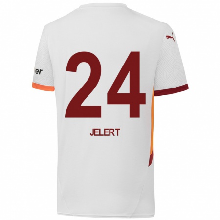 Kandiny Kinderen Elias Jelert #24 Wit Geel Rood Uitshirt Uittenue 2024/25 T-Shirt