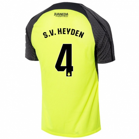 Kandiny Kinderen Siebe Van Der Heyden #4 Fluorescerend Groen Zwart Uitshirt Uittenue 2024/25 T-Shirt