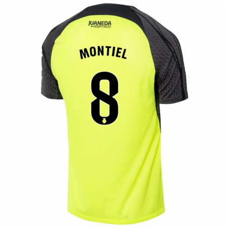 Kandiny Kinderen Luis Montiel #8 Fluorescerend Groen Zwart Uitshirt Uittenue 2024/25 T-Shirt