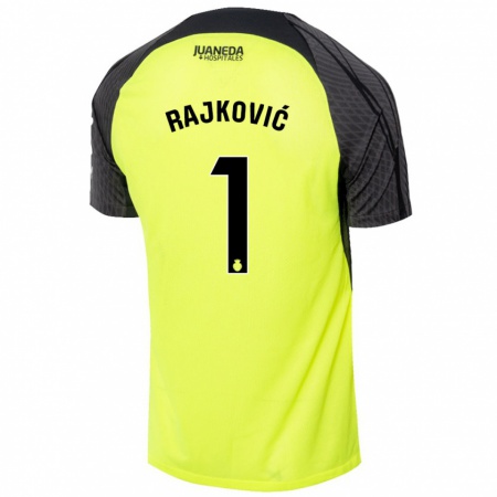 Kandiny Bambino Maglia Predrag Rajkovic #1 Verde Fluorescente Nero Kit Gara Away 2024/25 Maglietta