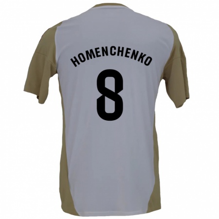 Kandiny Kinderen Santiago Homenchenko #8 Bruin Wit Uitshirt Uittenue 2024/25 T-Shirt