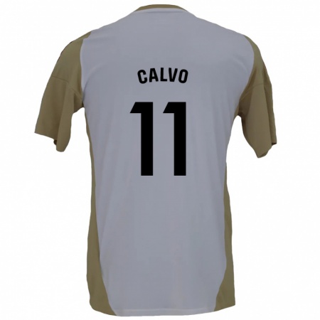 Kandiny Kinderen Álex Calvo #11 Bruin Wit Uitshirt Uittenue 2024/25 T-Shirt