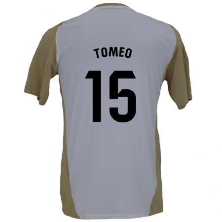 Kandiny Kinderen Pablo Tomeo #15 Bruin Wit Uitshirt Uittenue 2024/25 T-Shirt