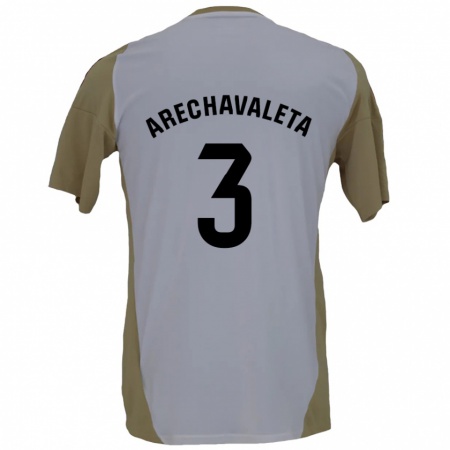 Kandiny Kinderen Jorge Arechavaleta #3 Bruin Wit Uitshirt Uittenue 2024/25 T-Shirt