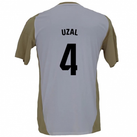 Kandiny Kinderen Yeray Uzal #4 Bruin Wit Uitshirt Uittenue 2024/25 T-Shirt