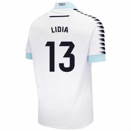 Kandiny Kinderen Lidia Rincón García #13 Wit Blauw Uitshirt Uittenue 2024/25 T-Shirt