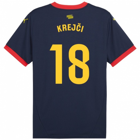 Kandiny Bambino Maglia Ladislav Krejci #18 Rosso Navy Kit Gara Away 2024/25 Maglietta