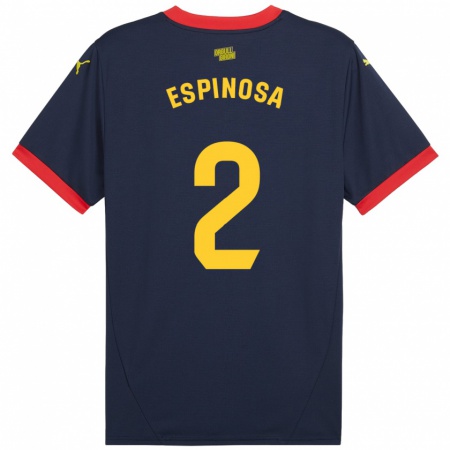 Kandiny Bambino Maglia Bernardo Espinosa #2 Rosso Navy Kit Gara Away 2024/25 Maglietta