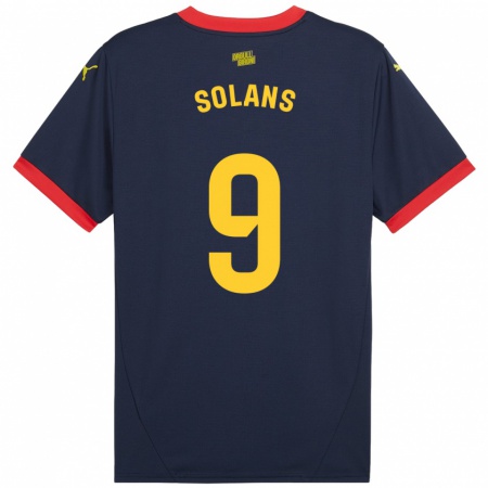 Kandiny Bambino Maglia Sergi Solans #9 Rosso Navy Kit Gara Away 2024/25 Maglietta