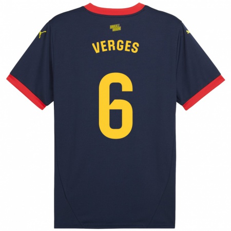 Kandiny Bambino Maglia Mar Vergés #6 Rosso Navy Kit Gara Away 2024/25 Maglietta