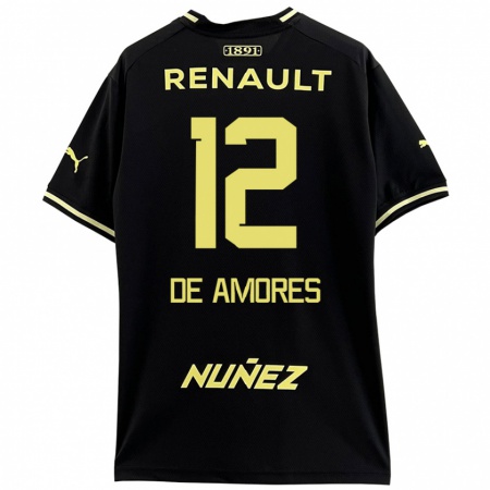 Kandiny Bambino Maglia Guillermo De Amores #12 Nero Giallo Kit Gara Away 2024/25 Maglietta