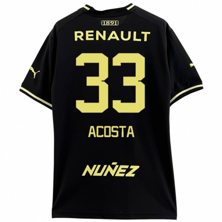 Kandiny Kinderen Nahuel Acosta #33 Zwart Geel Uitshirt Uittenue 2024/25 T-Shirt