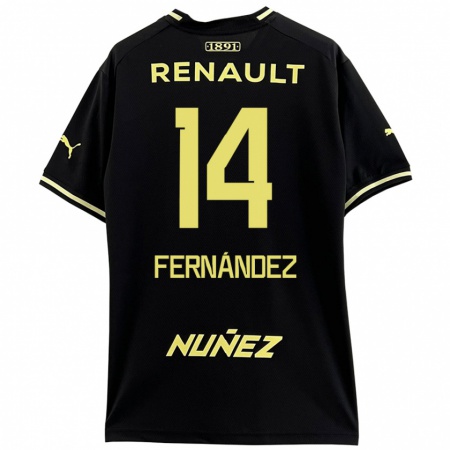 Kandiny Kinderen Faustino Fernández #14 Zwart Geel Uitshirt Uittenue 2024/25 T-Shirt