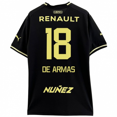 Kandiny Bambino Maglia Nahuel De Armas #18 Nero Giallo Kit Gara Away 2024/25 Maglietta