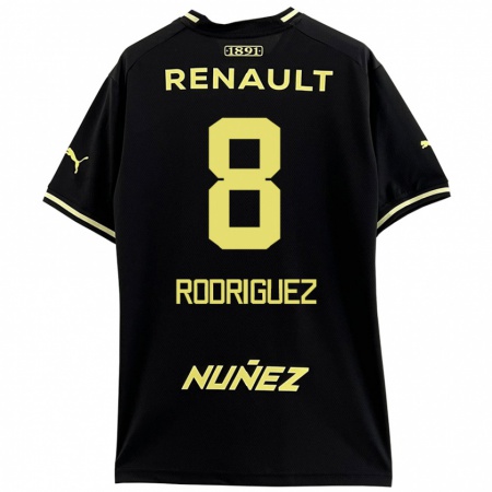 Kandiny Kinderen Sebastián Rodríguez #8 Zwart Geel Uitshirt Uittenue 2024/25 T-Shirt