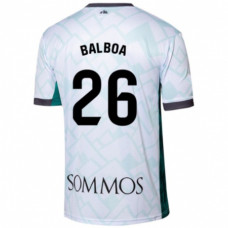 Kandiny Bambino Maglia Álex Balboa #26 Bianco Verde Kit Gara Away 2024/25 Maglietta