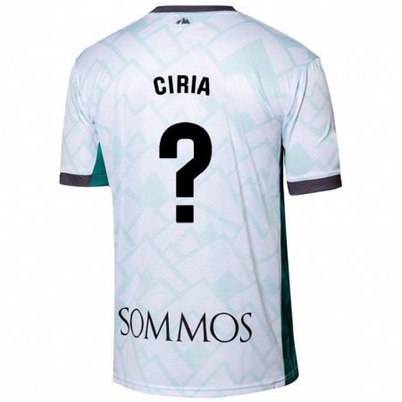 Kandiny Bambino Maglia Alex Ciria #0 Bianco Verde Kit Gara Away 2024/25 Maglietta