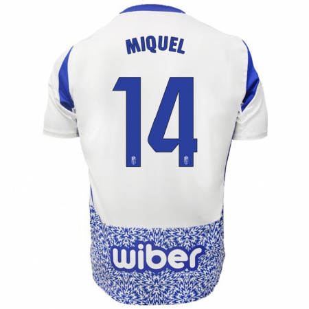 Kandiny Kinderen Ignasi Miquel #14 Wit Blauw Uitshirt Uittenue 2024/25 T-Shirt