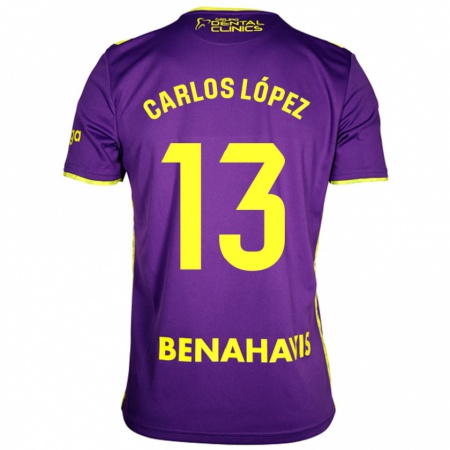 Kandiny Kinderen Carlos López #13 Paars Geel Uitshirt Uittenue 2024/25 T-Shirt