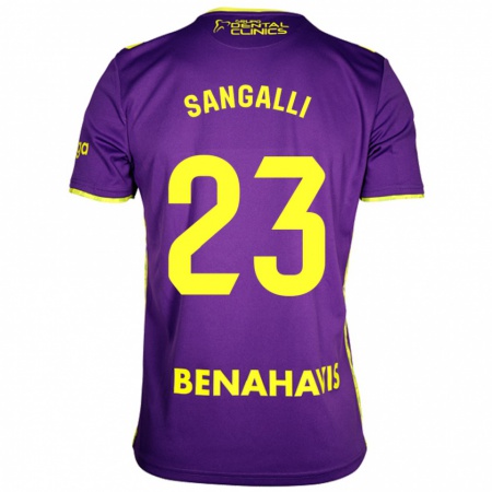 Kandiny Kinderen Luca Sangalli #23 Paars Geel Uitshirt Uittenue 2024/25 T-Shirt