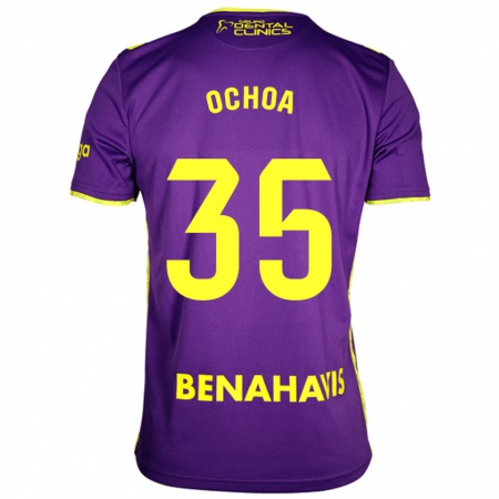 Kandiny Kinder Aarón Ochoa #35 Lila Gelb Auswärtstrikot Trikot 2024/25 T-Shirt Österreich