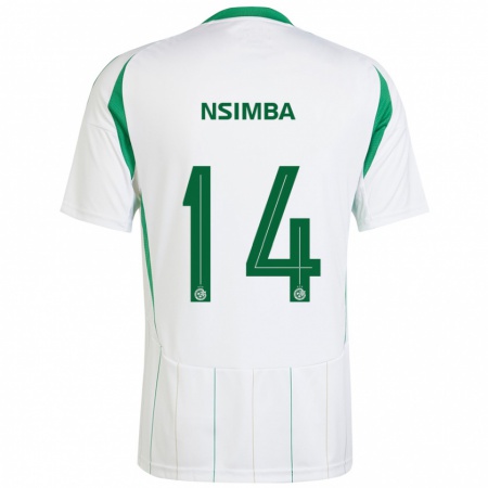 Kandiny Kinderen Vital Nsimba #14 Witgroen Uitshirt Uittenue 2024/25 T-Shirt