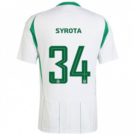 Kandiny Bambino Maglia Oleksandr Syrota #34 Bianco Verde Kit Gara Away 2024/25 Maglietta