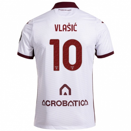 Kandiny Kinderen Nikola Vlašić #10 Wit Kastanjebruin Uitshirt Uittenue 2024/25 T-Shirt