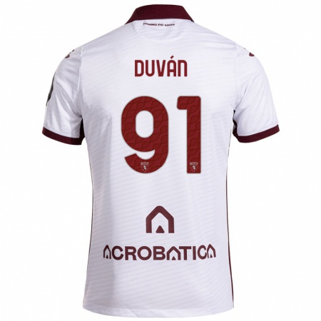 Kandiny Kinderen Duván Zapata #91 Wit Kastanjebruin Uitshirt Uittenue 2024/25 T-Shirt