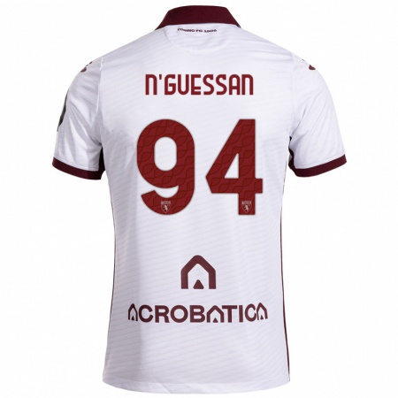 Kandiny Kinderen Ange Caumenan N'guessan #94 Wit Kastanjebruin Uitshirt Uittenue 2024/25 T-Shirt