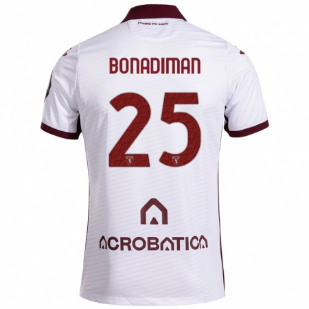 Kandiny Kinderen Matteo Bonadiman #25 Wit Kastanjebruin Uitshirt Uittenue 2024/25 T-Shirt