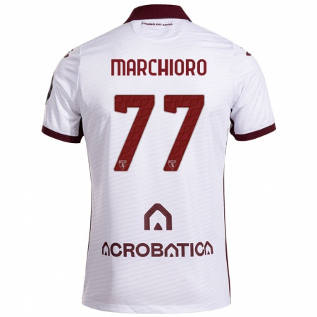 Kandiny Kinderen Raffaele Marchioro #77 Wit Kastanjebruin Uitshirt Uittenue 2024/25 T-Shirt