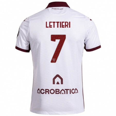 Kandiny Bambino Maglia Jessica Lettieri #7 Bianco Marrone Kit Gara Away 2024/25 Maglietta