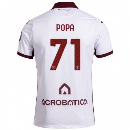 Kandiny Kinderen Mihai Popa #71 Wit Kastanjebruin Uitshirt Uittenue 2024/25 T-Shirt