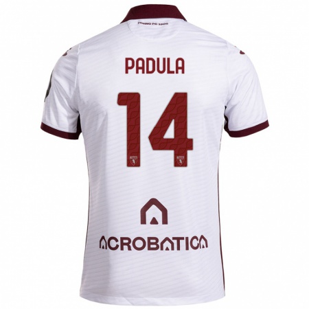 Kandiny Kinderen Cristian Padula #14 Wit Kastanjebruin Uitshirt Uittenue 2024/25 T-Shirt