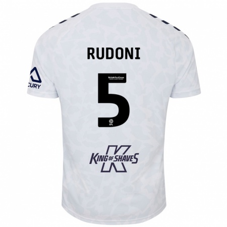 Kandiny Bambino Maglia Jack Rudoni #5 Bianco Kit Gara Away 2024/25 Maglietta