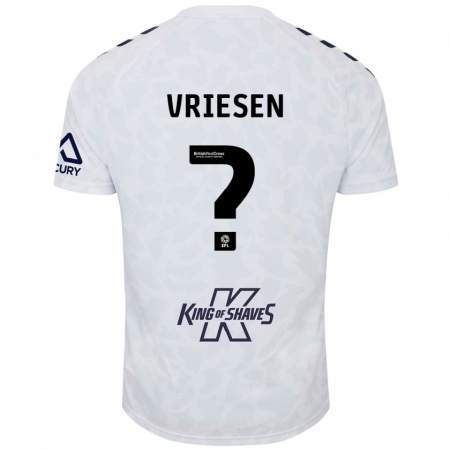 Kandiny Kinderen Fabian Vriesen #0 Wit Uitshirt Uittenue 2024/25 T-Shirt