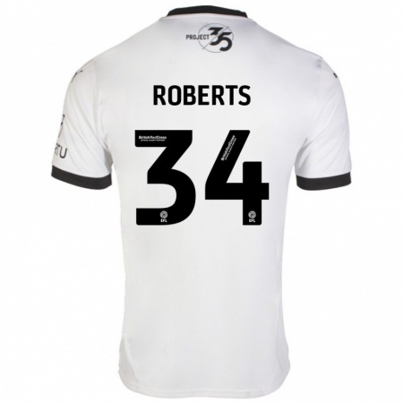 Kandiny Kinderen Caleb Roberts #34 Wit Zwart Uitshirt Uittenue 2024/25 T-Shirt