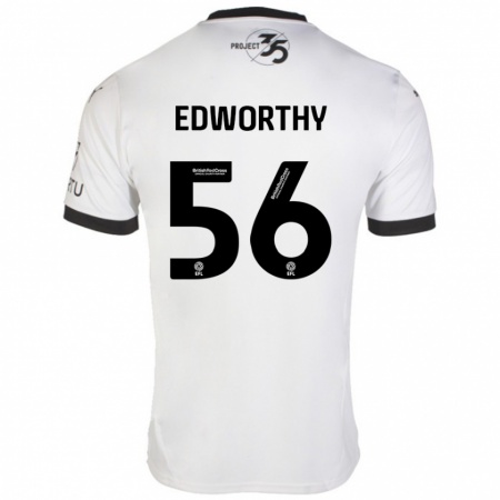 Kandiny Kinderen Kieran Edworthy #56 Wit Zwart Uitshirt Uittenue 2024/25 T-Shirt