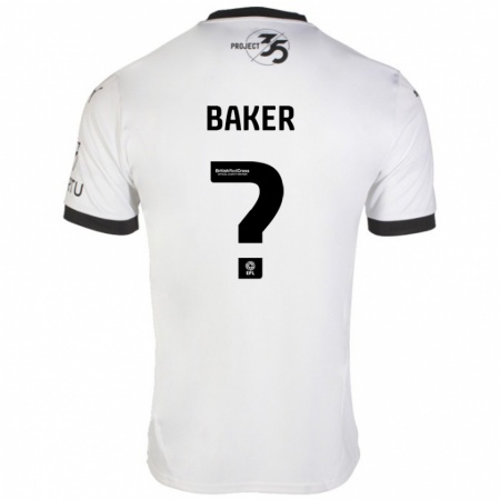 Kandiny Bambino Maglia Zak Baker #0 Bianco Nero Kit Gara Away 2024/25 Maglietta