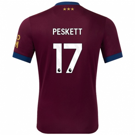 Kandiny Bambino Maglia Sophie Peskett #17 Marrone Kit Gara Away 2024/25 Maglietta