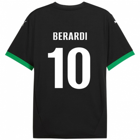 Kandiny Heren Domenico Berardi #10 Zwart Donkergroen Thuisshirt Thuistenue 2024/25 T-Shirt