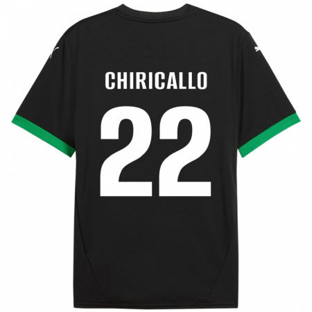 Kandiny Heren Giovanni Chiricallo #22 Zwart Donkergroen Thuisshirt Thuistenue 2024/25 T-Shirt