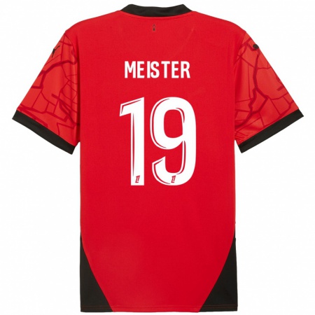 Kandiny Heren Henrik Meister #19 Rood Zwart Thuisshirt Thuistenue 2024/25 T-Shirt