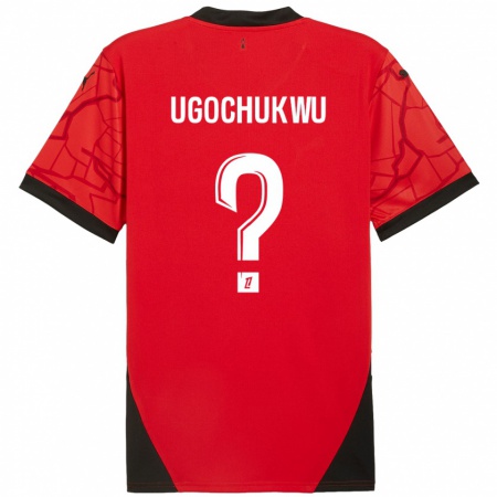 Kandiny Heren Chibuike Ugochukwu #0 Rood Zwart Thuisshirt Thuistenue 2024/25 T-Shirt België