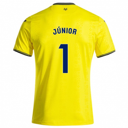 Kandiny Hombre Camiseta Luiz Júnior #1 Amarillo Negro 1ª Equipación 2024/25 La Camisa México