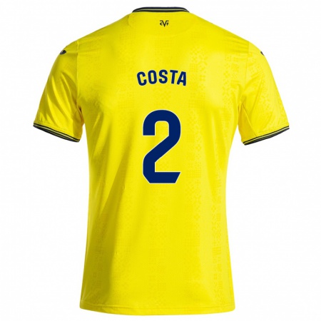 Kandiny Heren Logan Costa #2 Geel Zwart Thuisshirt Thuistenue 2024/25 T-Shirt