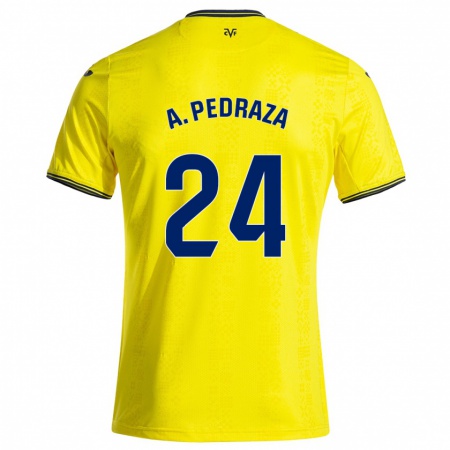 Kandiny Heren Alfonso Pedraza #24 Geel Zwart Thuisshirt Thuistenue 2024/25 T-Shirt