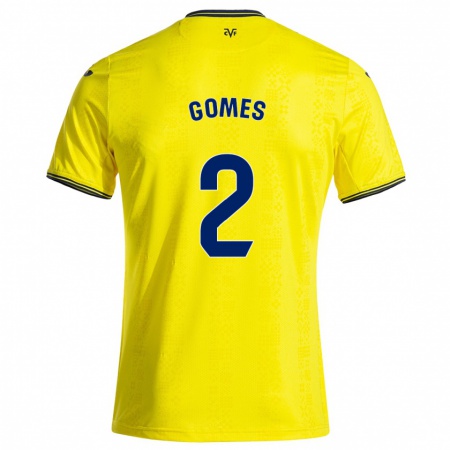 Kandiny Heren Vique Gomes #2 Geel Zwart Thuisshirt Thuistenue 2024/25 T-Shirt