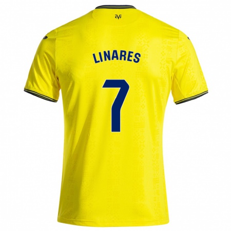 Kandiny Hombre Camiseta Mario Linares #7 Amarillo Negro 1ª Equipación 2024/25 La Camisa México